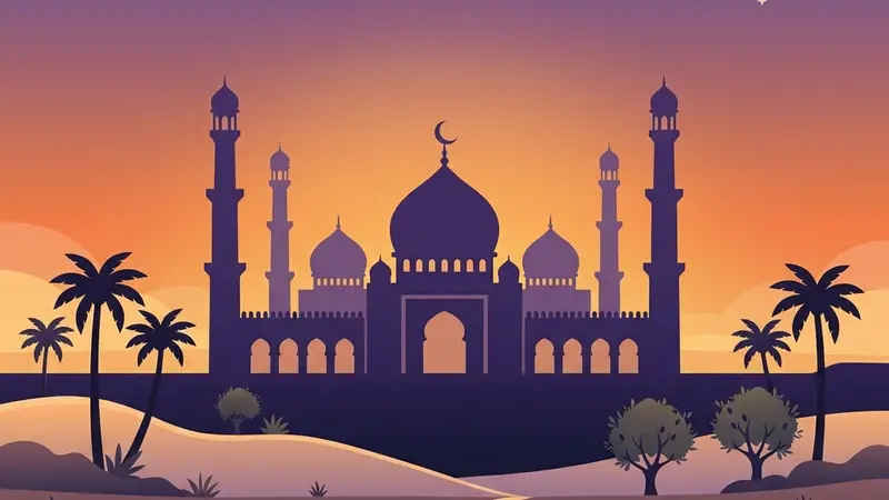 Beautiful sunset marking the Maghrib prayer time and Iftar
