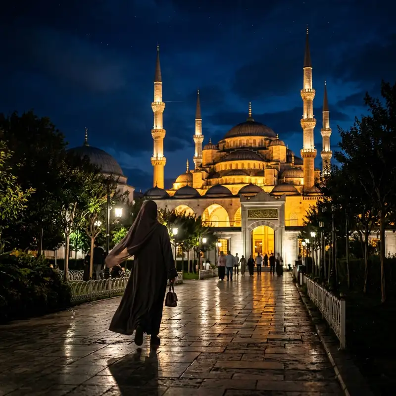 Mosque at night under stars representing Isha time